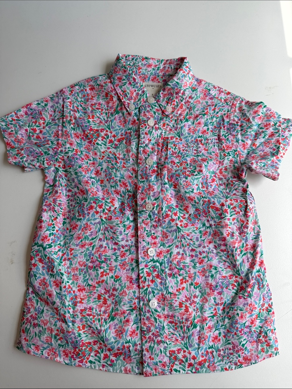 Crewcuts Floral Short-Sleeve Button-Down Shirt 3T